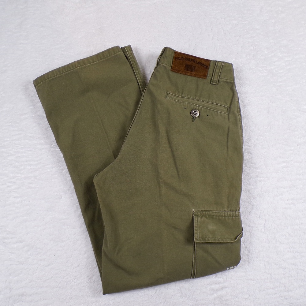 POLO RALPH LAUREN Pants Women's Size 10 Olive Green Cargo US Flag Logo
